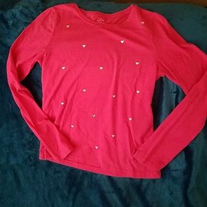 Pink long sleeve tee w/hearts